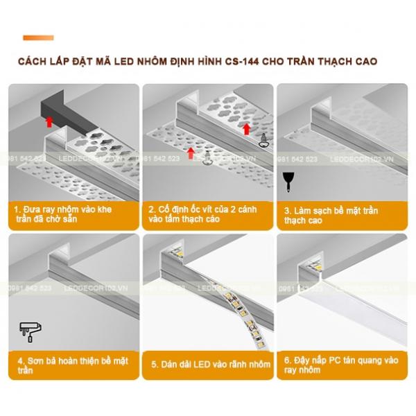 Led ray nhôm trần thạch cao CS-07